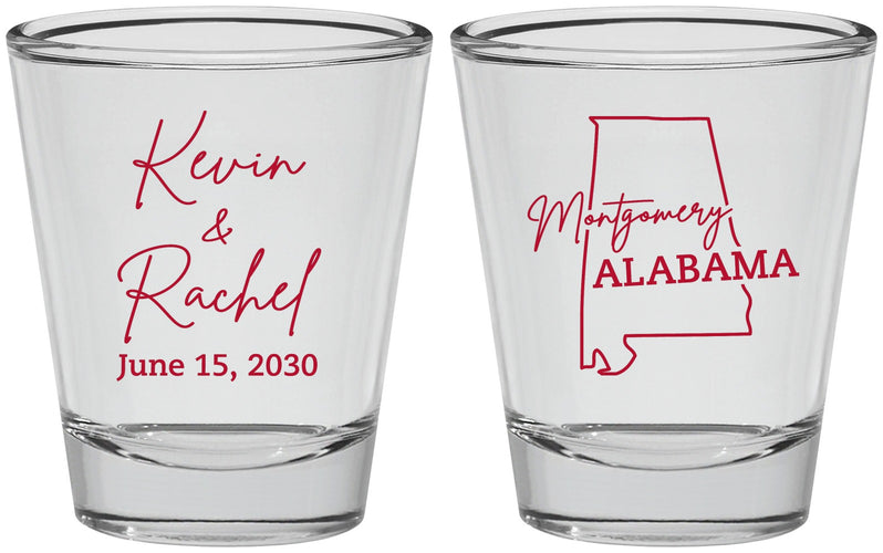 Personalized Wedding Shot Glasses - Alabama | 100