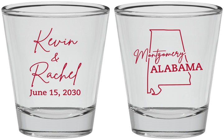 Personalized Wedding Shot Glasses - Alabama | 100