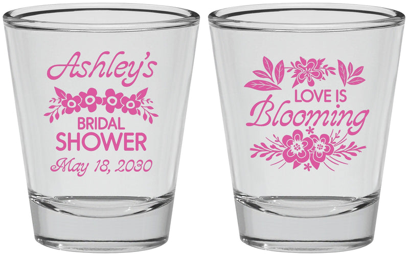 Personalized Bridal Shower Shot Glasses - Love Is Blooming | 100007