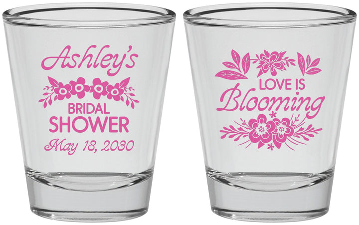 Personalized Bridal Shower Shot Glasses - Love Is Blooming | 100007
