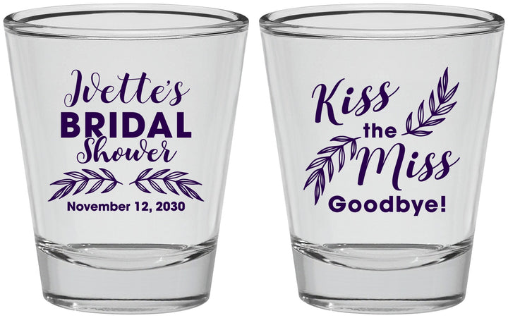 Personalized Bridal Shower Shot Glasses - Kiss The Miss Goodbye | 100010