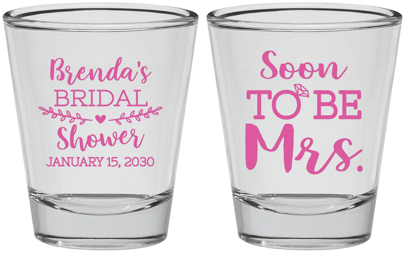 Personalized Bridal Shower Shot Glasses - Soon To Be Mrs | 100013