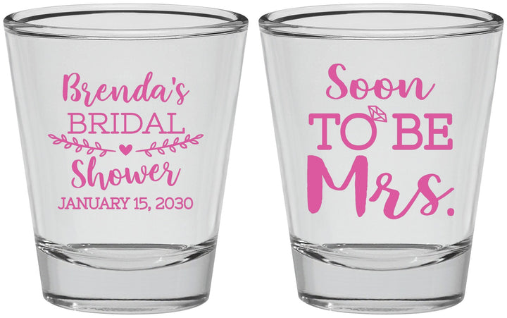 Personalized Bridal Shower Shot Glasses - Soon To Be Mrs | 100013