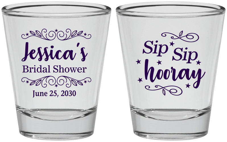 Personalized Bridal Shower Shot Glasses - Sip Sip Hooray | 100016