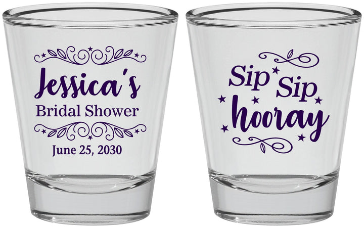 Personalized Bridal Shower Shot Glasses - Sip Sip Hooray | 100016