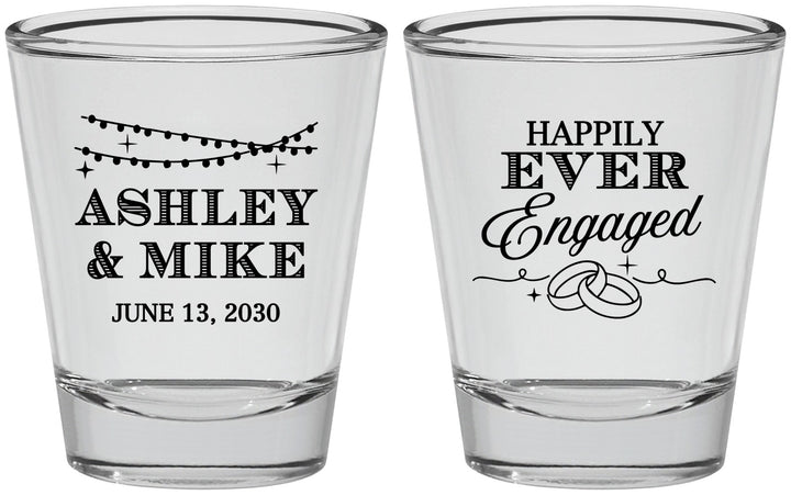 Personalized Engagement Shot Glasses - Happily Ever Engaged | 10006