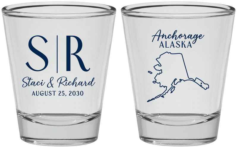Personalized Wedding Shot Glasses - Alaska | 101