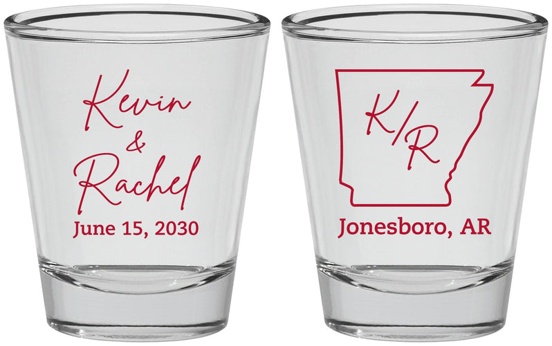 Personalized Wedding Shot Glasses - Arkansas | 103