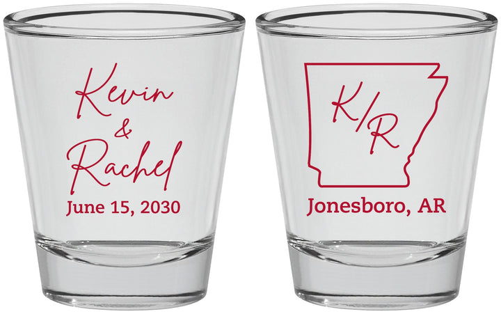 Personalized Wedding Shot Glasses - Arkansas | 103