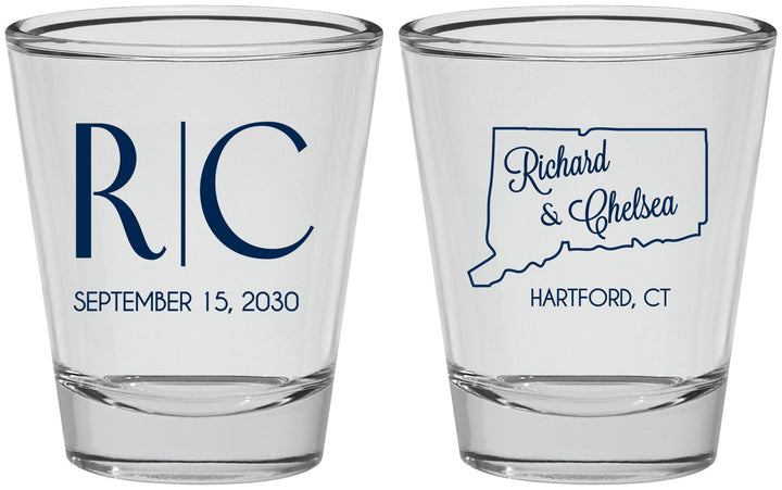 Personalized Wedding Shot Glasses - Connecticut | 106