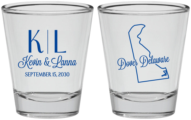 Personalized Wedding Shot Glasses - Delaware | 107