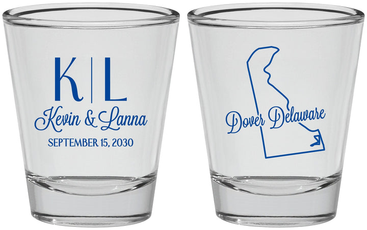 Personalized Wedding Shot Glasses - Delaware | 107