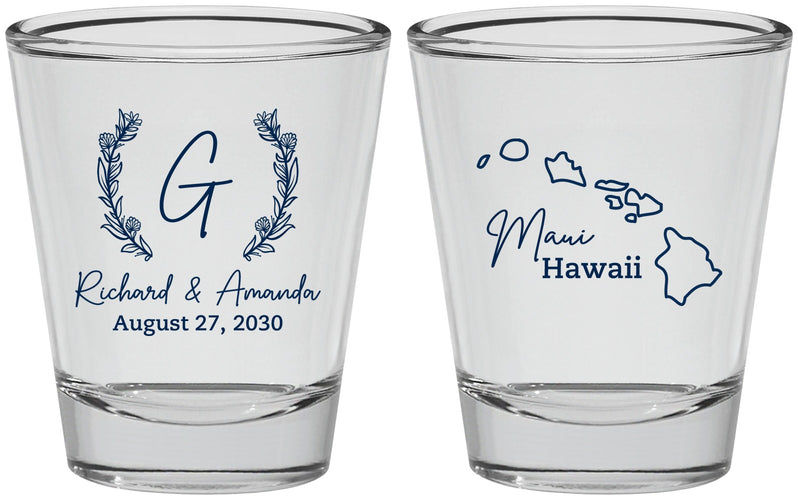 Personalized Wedding Shot Glasses - Hawaii | 110