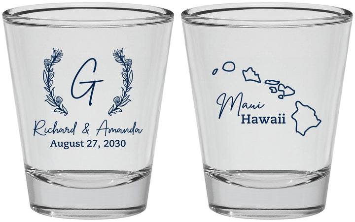 Personalized Wedding Shot Glasses - Hawaii | 110