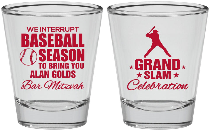 Personalized Bar Mitzvah Shot Glasses - 13th Birthday Baseball | 110004