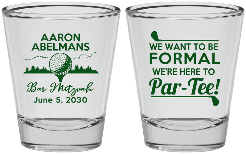 Personalized Bar Mitzvah Shot Glasses - 13th Birthday Golf | 110010
