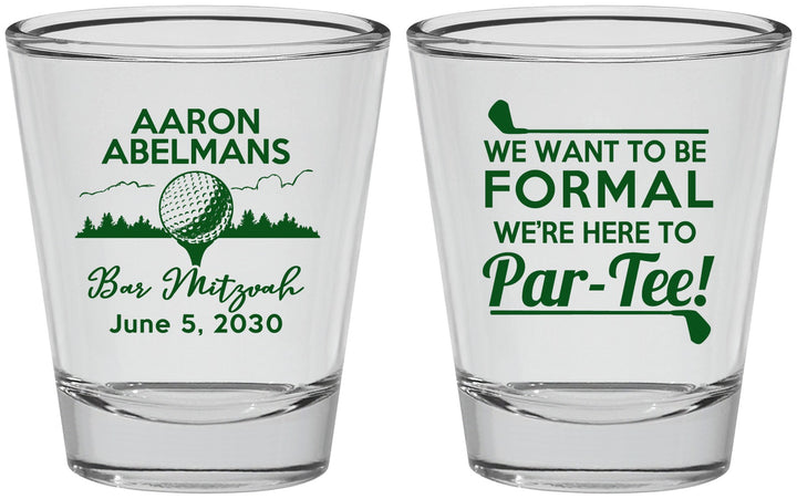 Personalized Bar Mitzvah Shot Glasses - 13th Birthday Golf | 110010