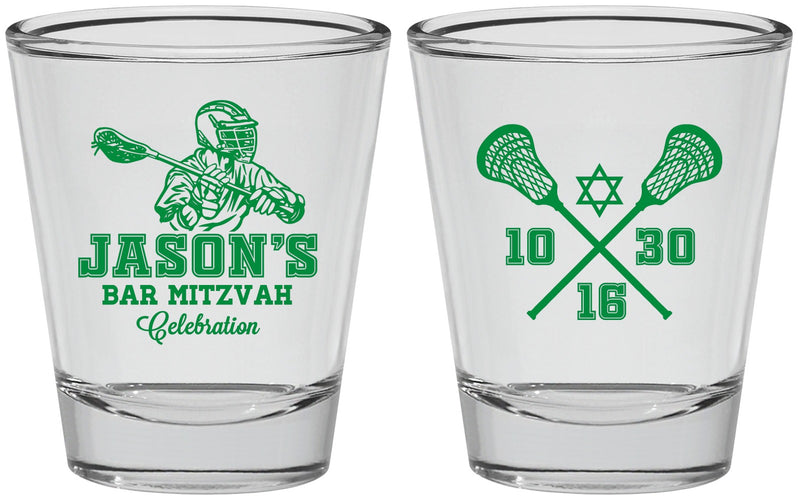 Personalized Bar Mitzvah Shot Glasses - 13th Birthday Lacrosse | 110012
