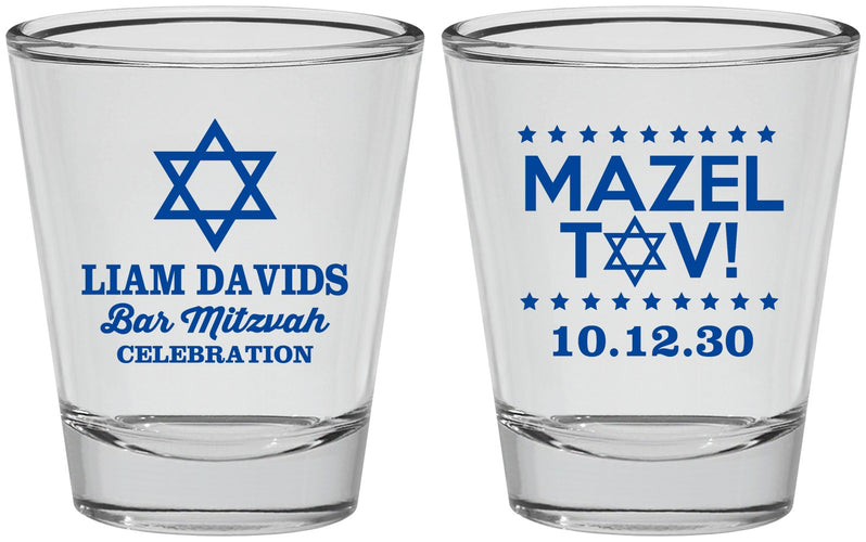 Personalized Bar Mitzvah Shot Glasses - 13th Birthday Mazel Tov | 110018