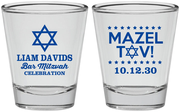 Personalized Bar Mitzvah Shot Glasses - 13th Birthday Mazel Tov | 110018