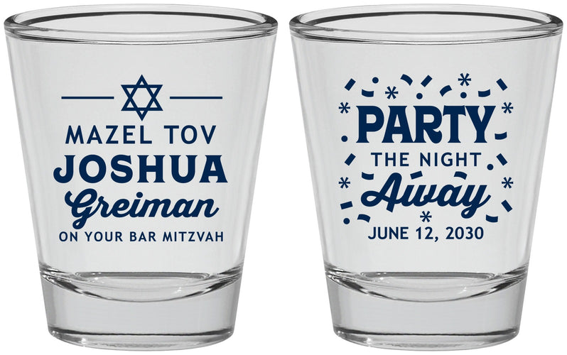 Personalized Bar Mitzvah Shot Glasses - 13th Birthday Mazel Tov | 110019