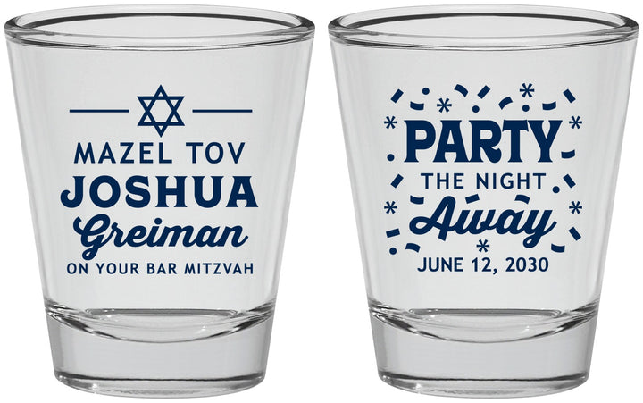 Personalized Bar Mitzvah Shot Glasses - 13th Birthday Mazel Tov | 110019