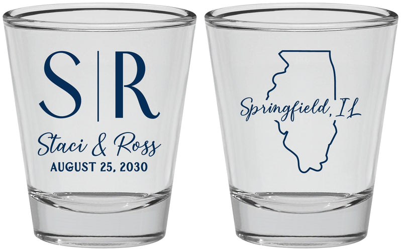 Personalized Wedding Shot Glasses - Illinois | 112