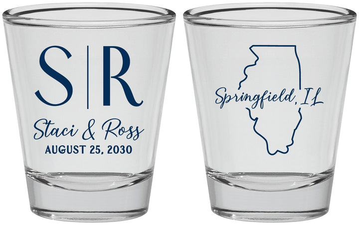 Personalized Wedding Shot Glasses - Illinois | 112
