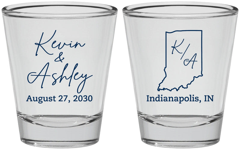 Personalized Wedding Shot Glasses - Indiana | 113