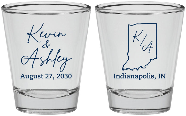 Personalized Wedding Shot Glasses - Indiana | 113
