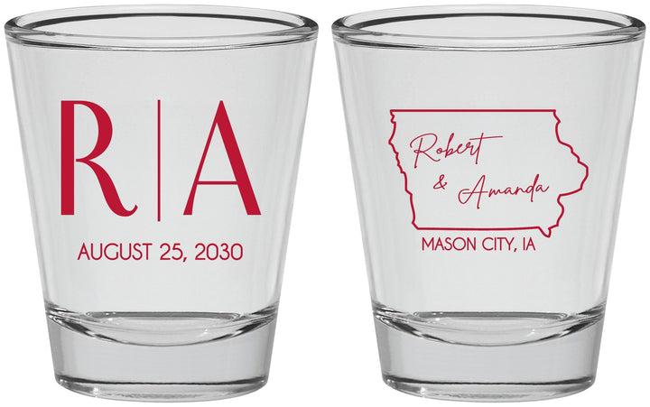 Personalized Wedding Shot Glasses - Iowa | 114