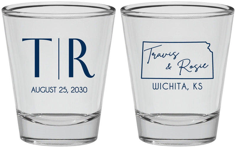 Personalized Wedding Shot Glasses - Kansas | 115
