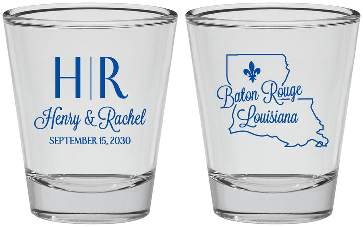 Personalized Wedding Shot Glasses - Louisiana | 117