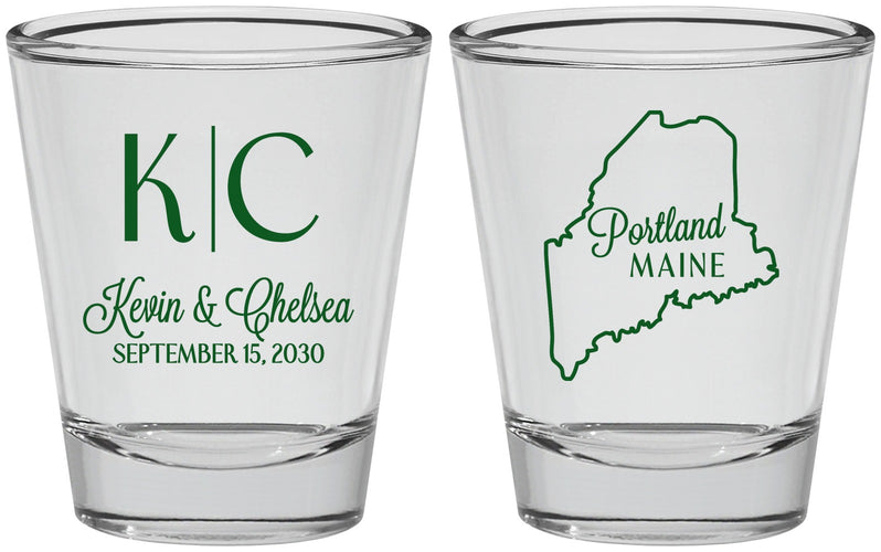 Personalized Wedding Shot Glasses - Maine | 118