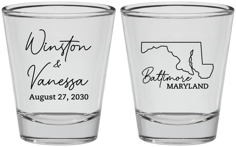 Personalized Wedding Shot Glasses - Maryland | 119