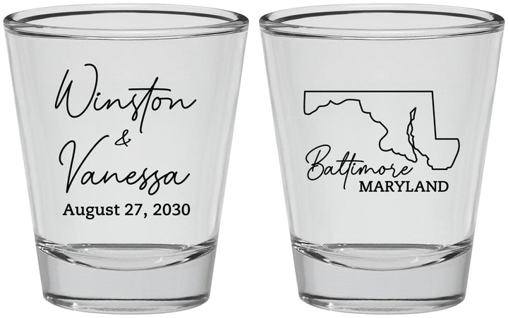Personalized Wedding Shot Glasses - Maryland | 119