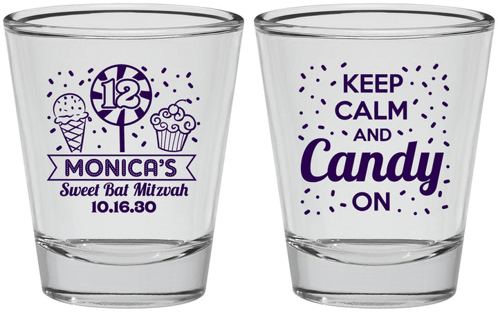Personalized Bat Mitzvah Shot Glasses - 12th Birthday Cupcake | 120001