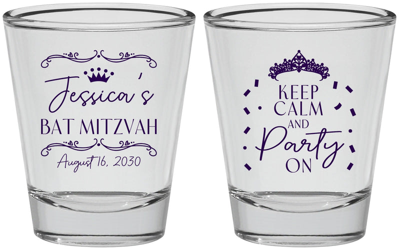 Personalized Bat Mitzvah Shot Glasses - 12th Birthday Tiara | 120002