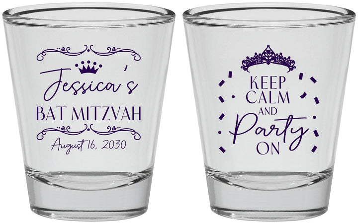 Personalized Bat Mitzvah Shot Glasses - 12th Birthday Tiara | 120002