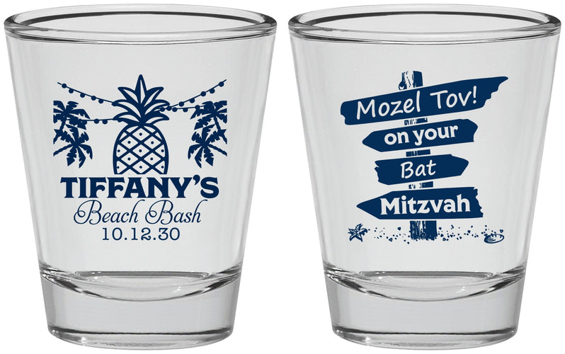 Personalized Bat Mitzvah Shot Glasses - 12th Birthday Beach | 120005