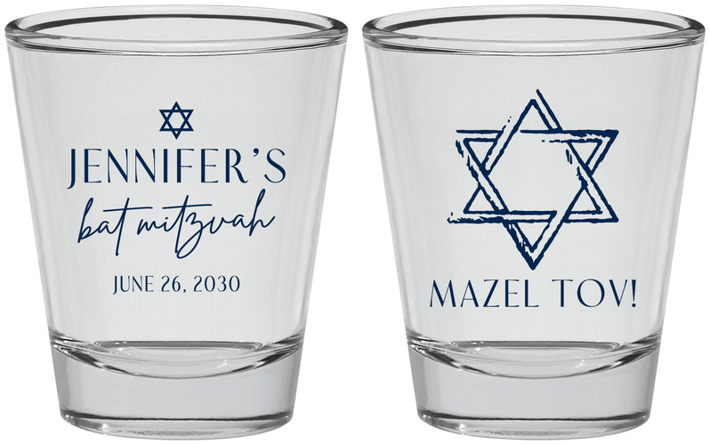 Personalized Bat Mitzvah Shot Glasses - 12th Birthday Mazel Tov | 120009
