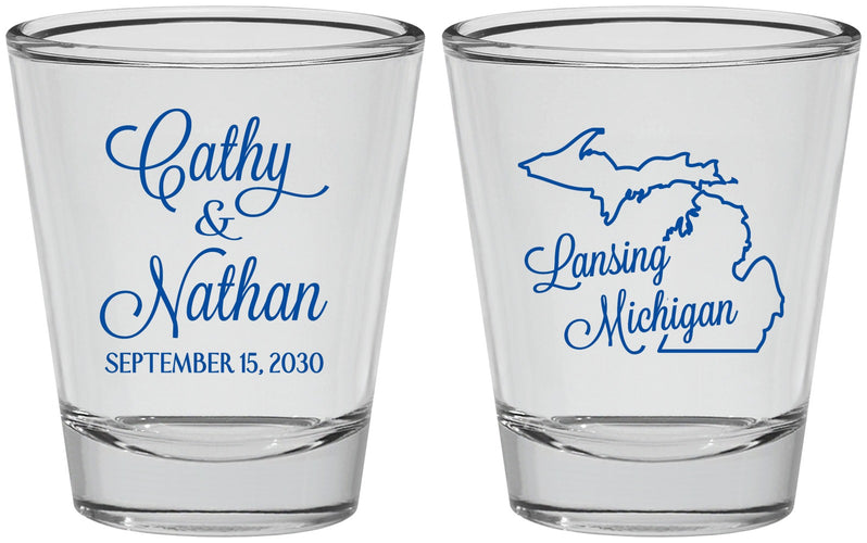 Personalized Wedding Shot Glasses - Michigan | 121
