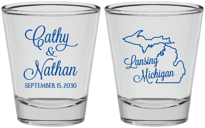 Personalized Wedding Shot Glasses - Michigan | 121