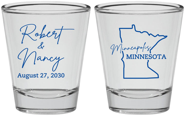 Personalized Wedding Shot Glasses - Minnesota | 122