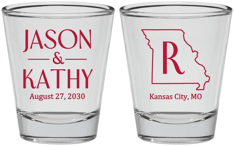 Personalized Wedding Shot Glasses - Missouri | 124