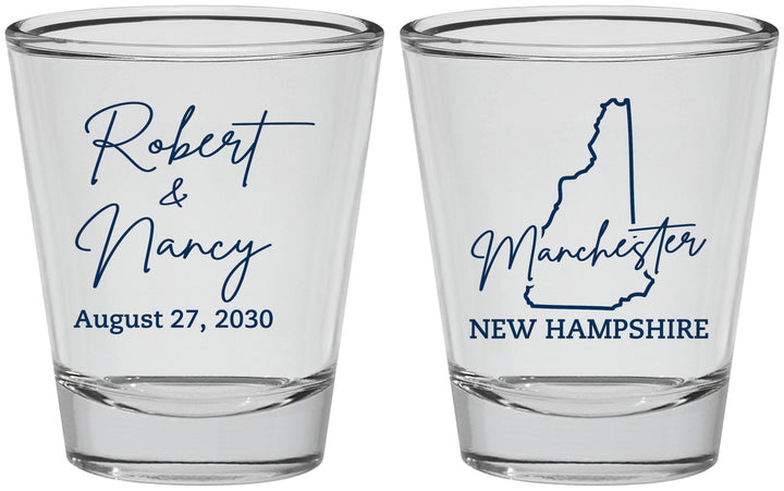 Personalized Wedding Shot Glasses - New Hampshire | 128
