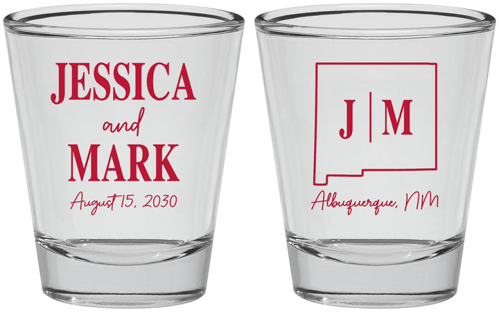 Personalized Wedding Shot Glasses - New Mexico | 130