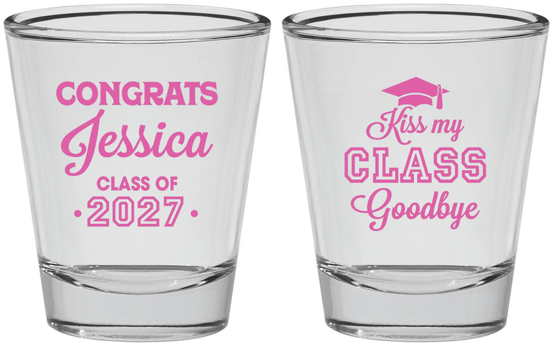 Personalized Graduation Shot Glasses - Class Of 2027 Kiss Class Goodbye | 130029