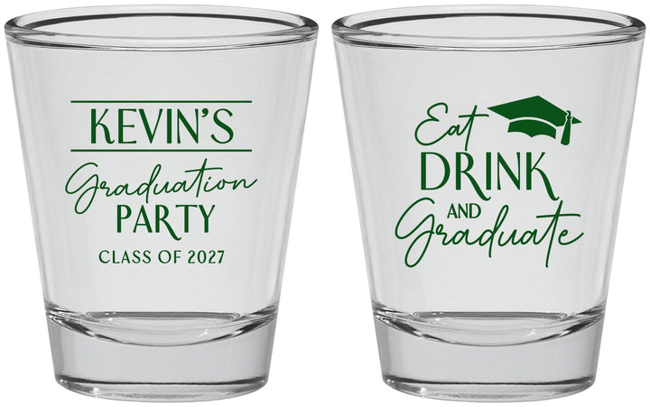 Personalized Graduation Shot Glasses - Class Of 2027 Eat Drink Graduate | 130043