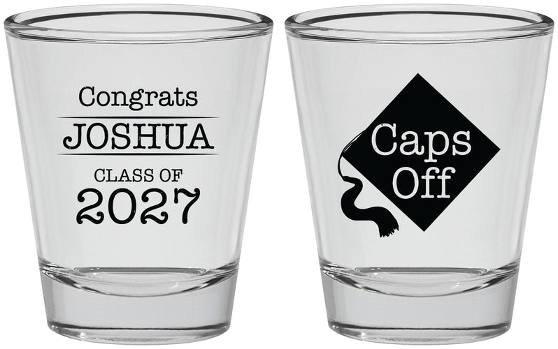 Personalized Graduation Shot Glasses - Class Of 2027 Caps Off | 130045